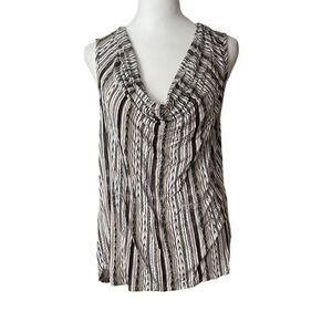 Ella Moss Small Blouse Cowl Neckline Sleeveless Striped Print Top